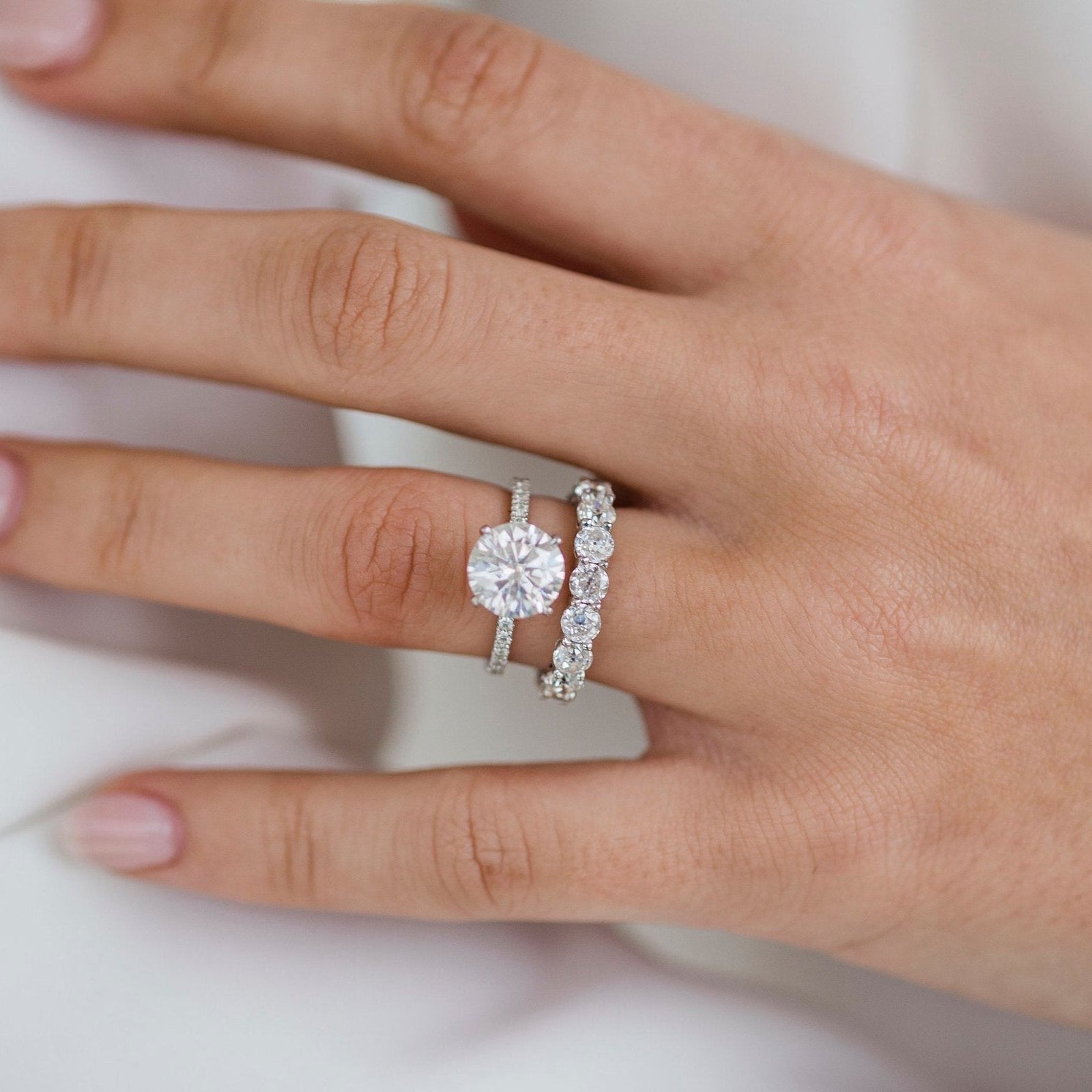 2.5 CT Round Hidden Halo & Pave Moissanite Engagement Ring
