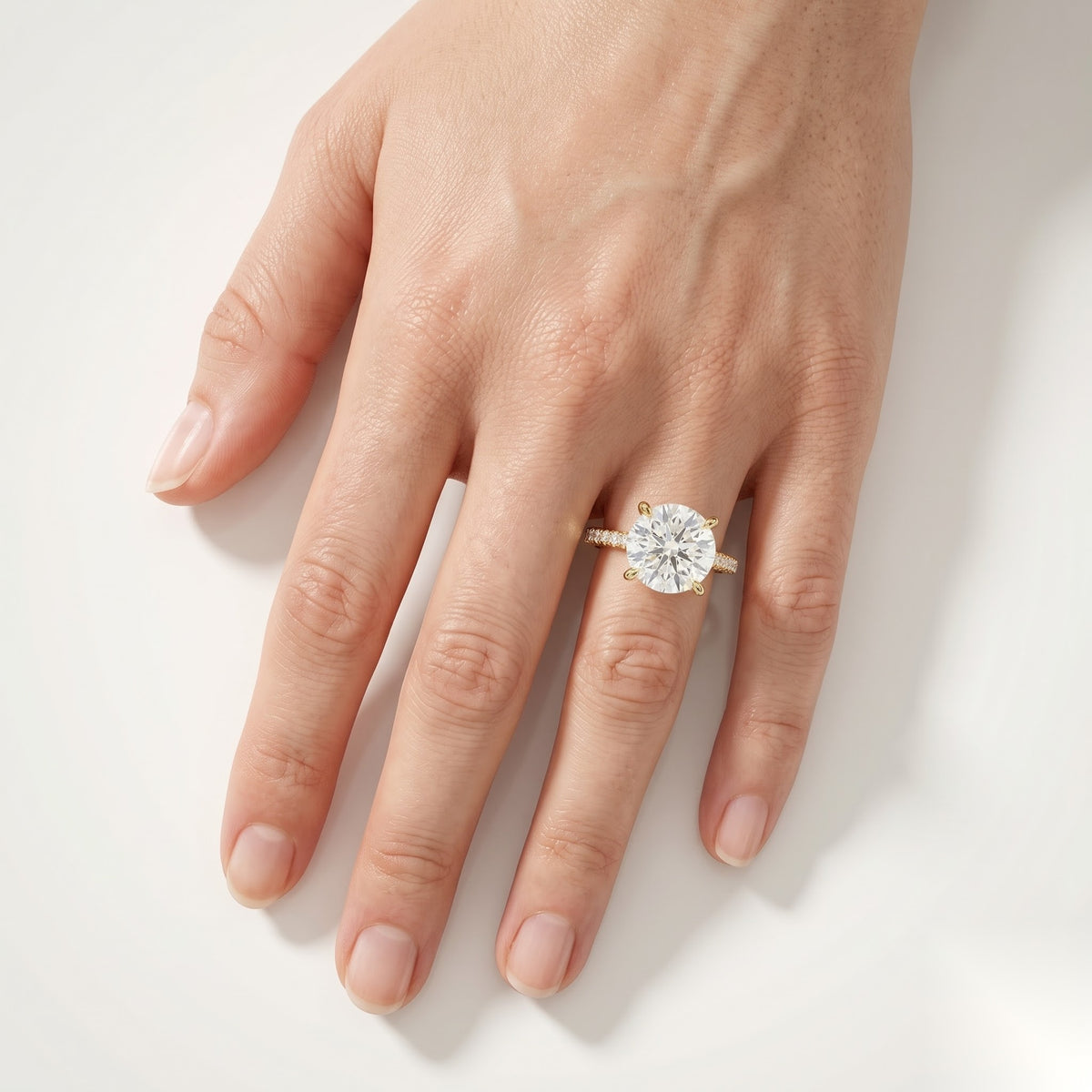 3 CT Round Pave Moissanite Engagement Ring