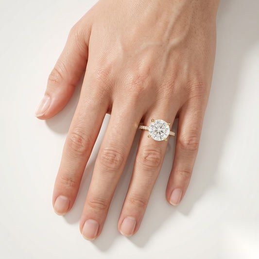 3 CT Round Pave Moissanite Engagement Ring
