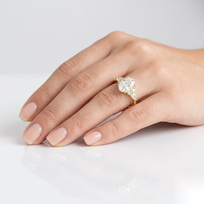 1 CT Oval Cluster Moissanite Engagement Ring