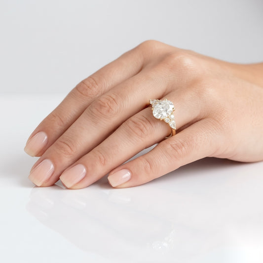 1 CT Oval Cluster Moissanite Engagement Ring