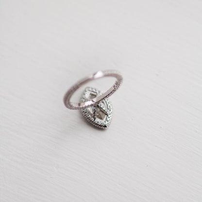 1.8 CT Marquise Halo & Pave Moissanite Engagement Ring