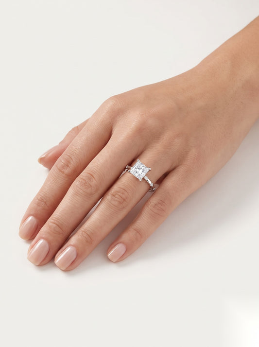 2 CT Princess Dainty Pave Moissanite Engagement Ring