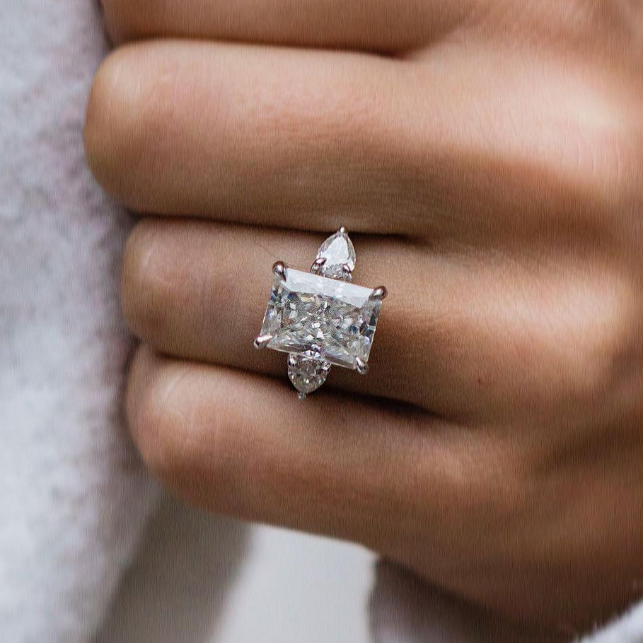 5 CT Radiant Three Stone Moissanite Engagement Ring