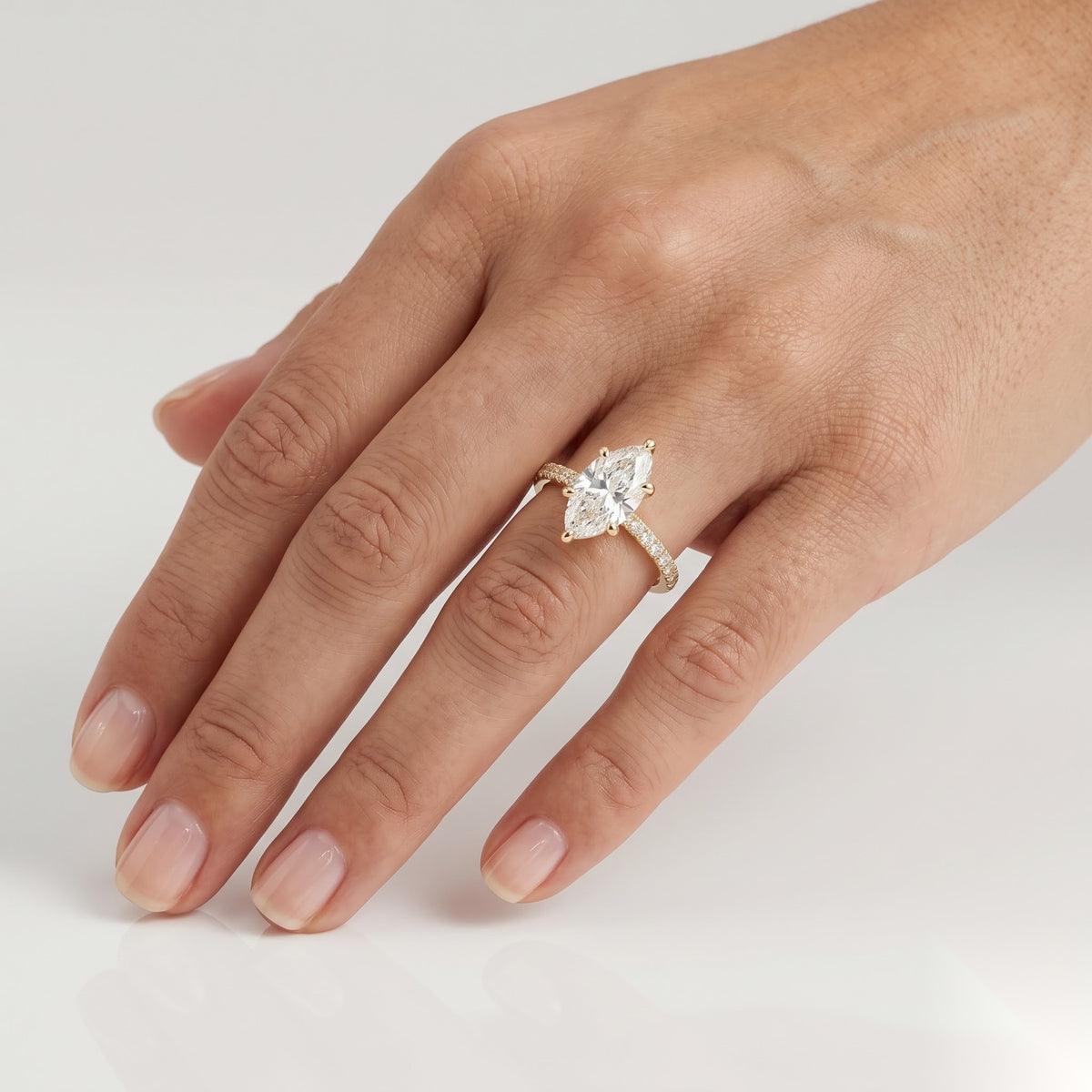 1 CT Marquise Pave Moissanite Engagement Ring