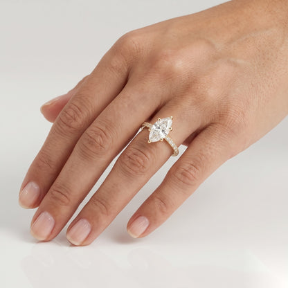 1 CT Marquise Pave Moissanite Engagement Ring