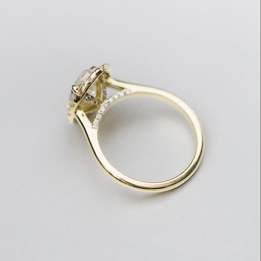 3.8 CT Oval Halo Moissanite Engagement Ring