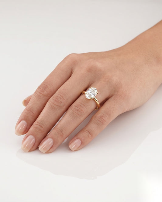1.5 CT Oval Solitaire Moissanite Engagement Ring