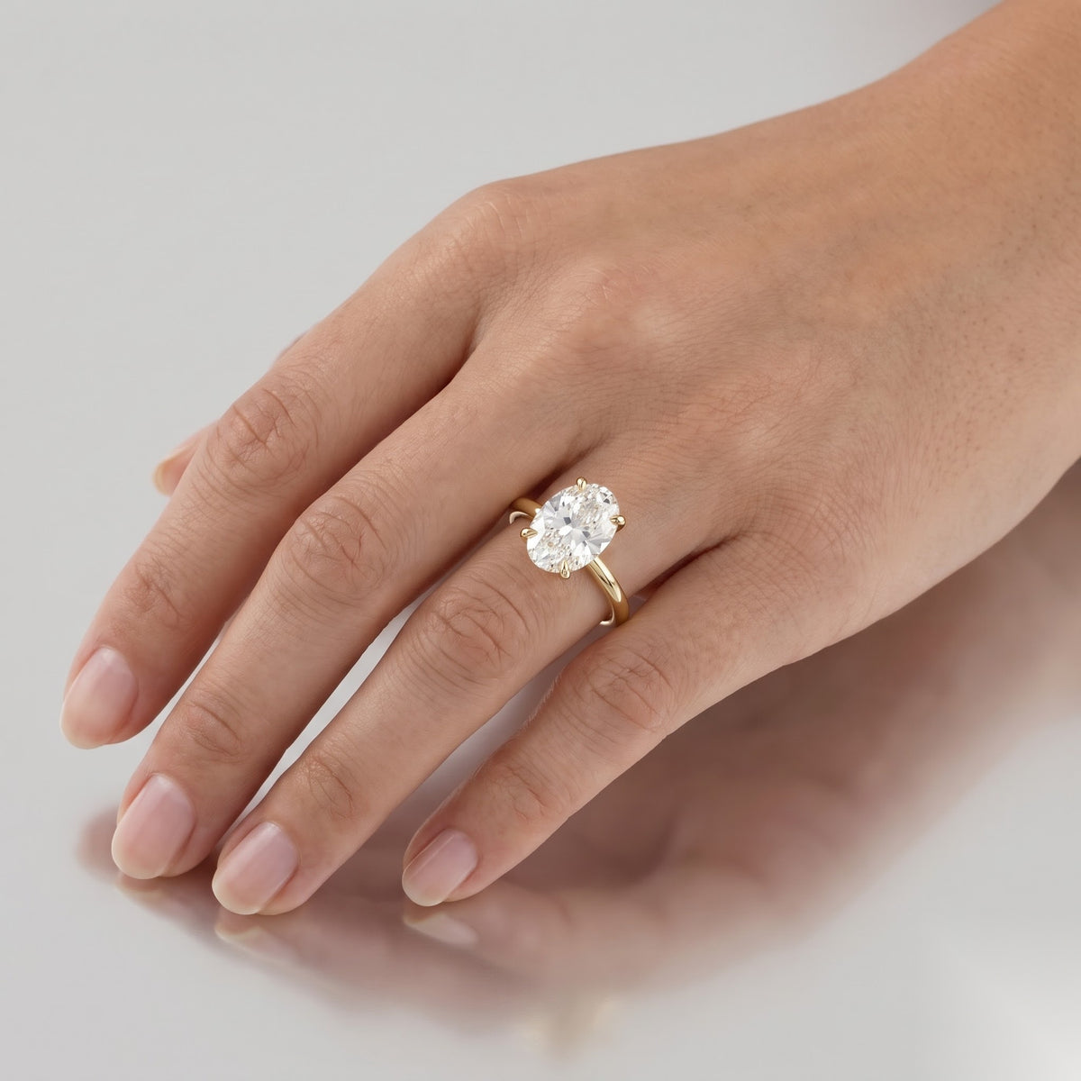 1.5 CT Oval Hidden Halo Moissanite Engagement Ring