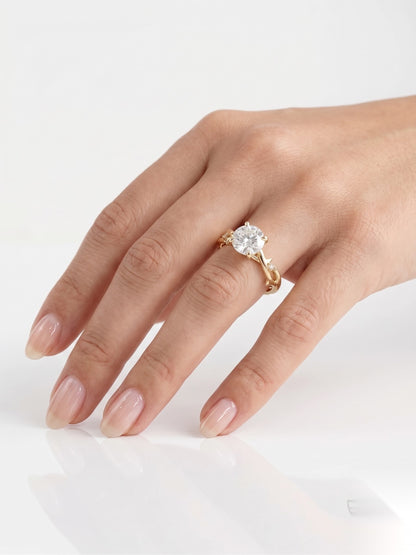 1 CT Round Dainty Pave Moissanite Engagement Ring