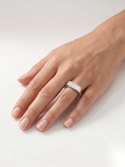 0.65 CT Baguette Three Stone Moissanite Engagement Ring