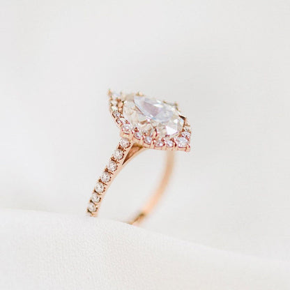 3 CT Pear Halo & Pave Moissanite Engagement Ring