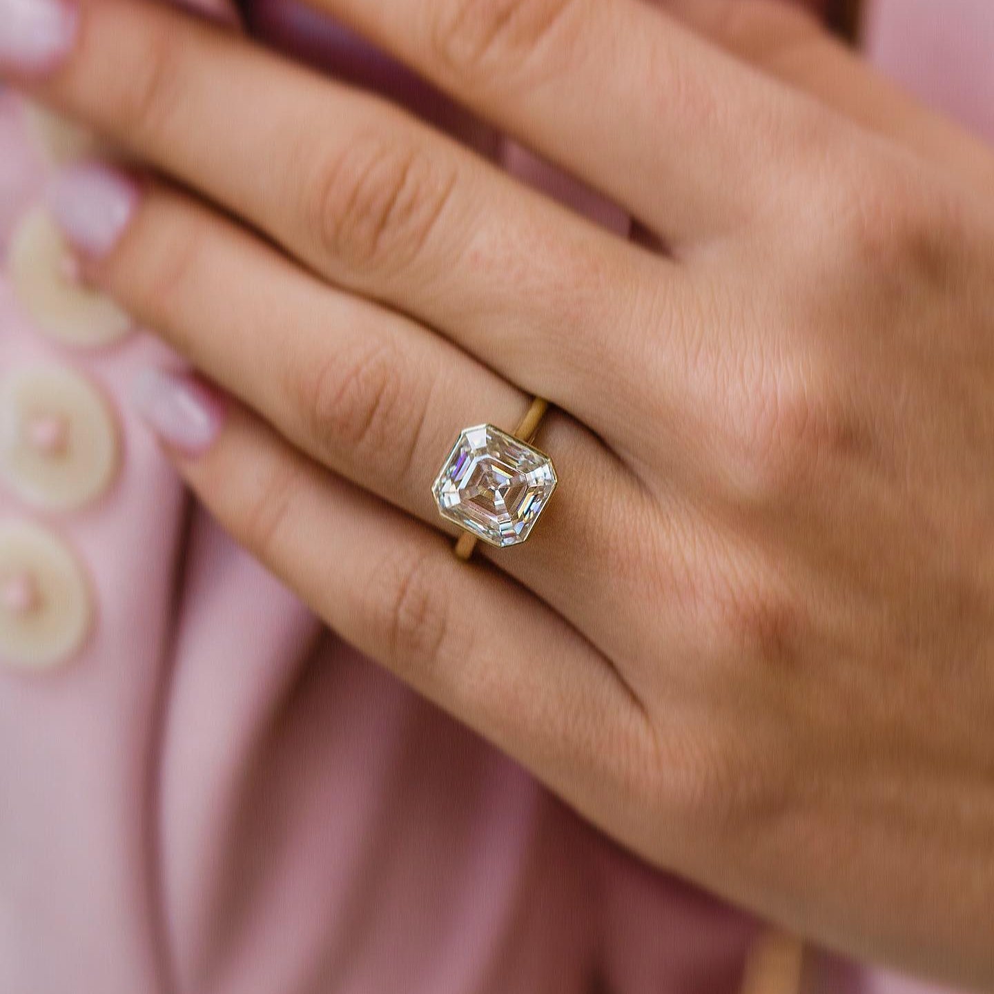 4 CT Asscher Solitaire Moissanite Engagement Ring