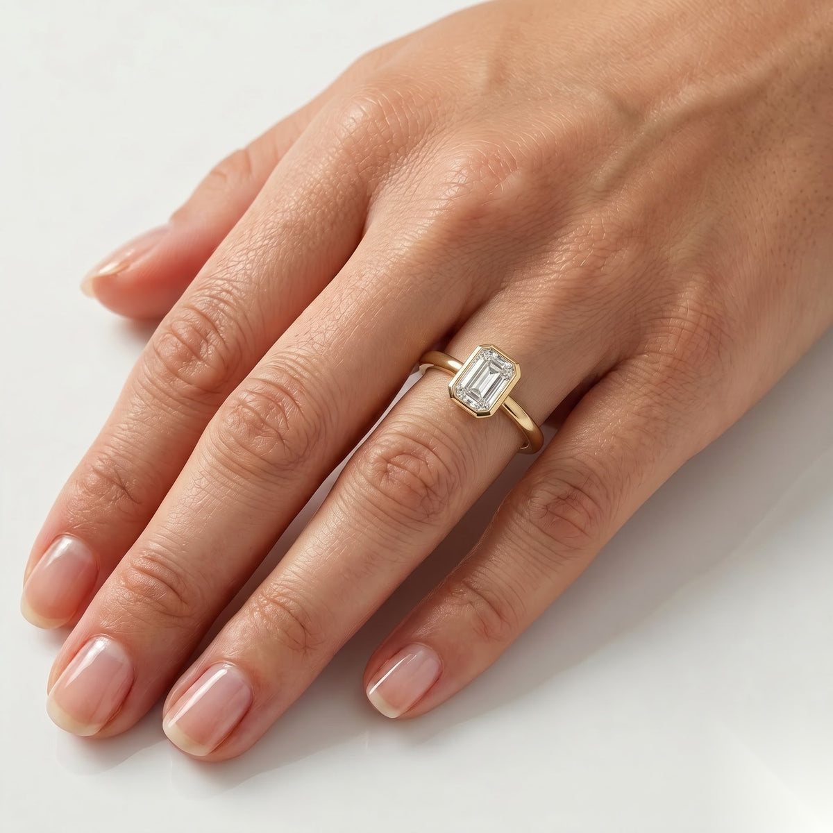 0.5 CT Emerald Solitaire Moissanite Engagement Ring