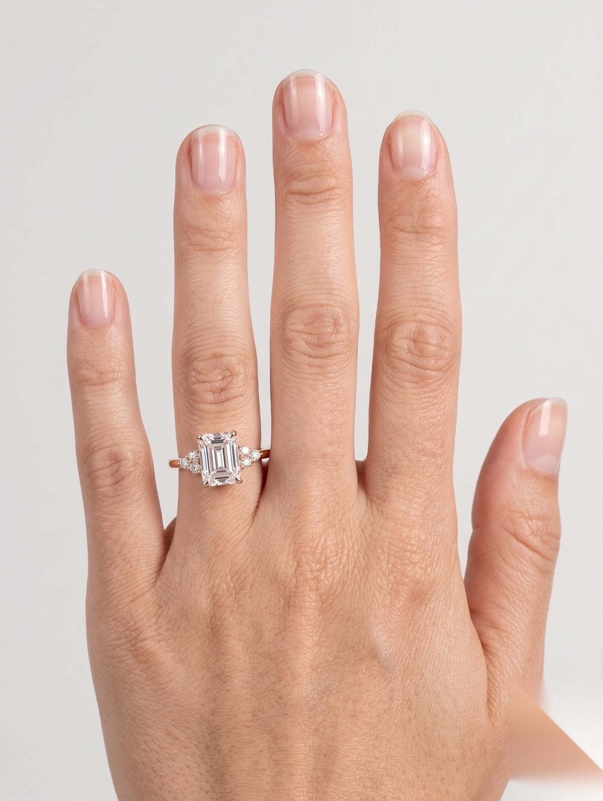 1 CT Emerald Cluster Moissanite Engagement Ring