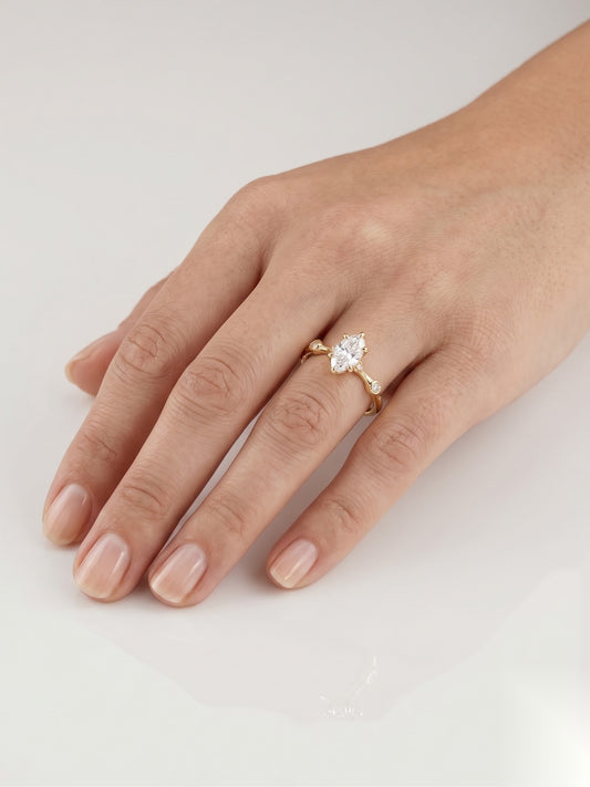 0.5 CT Oval Dainty Pave Moissanite Engagement Ring