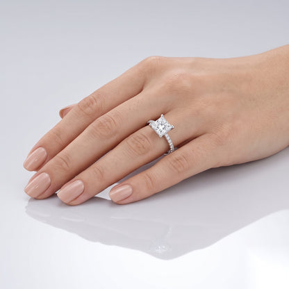 1 CT Princess Pave Moissanite Engagement Ring