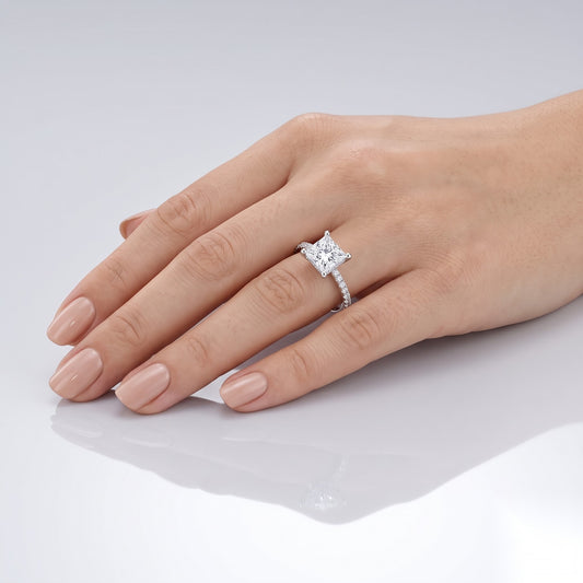 1 CT Princess Pave Moissanite Engagement Ring