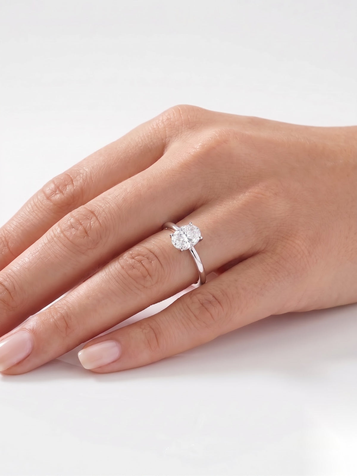 1.5 CT Oval Solitaire Moissanite Engagement Ring