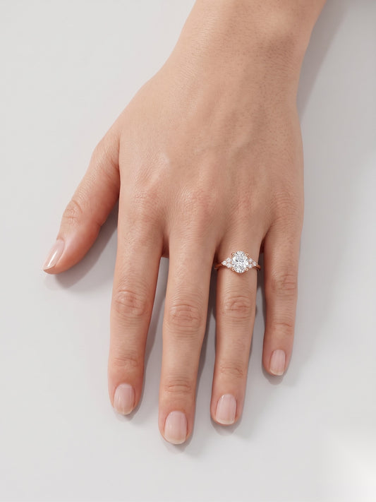 0.75 CT Oval Cluster Moissanite Engagement Ring