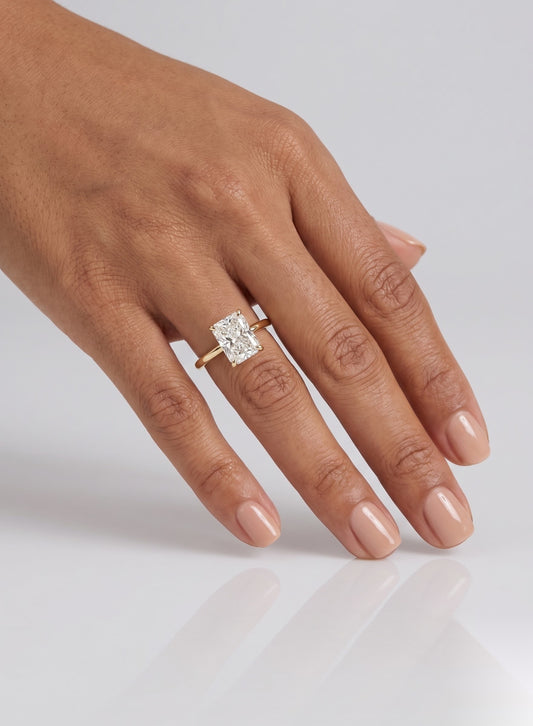 2 CT Radiant Hidden Halo Moissanite Engagement Ring