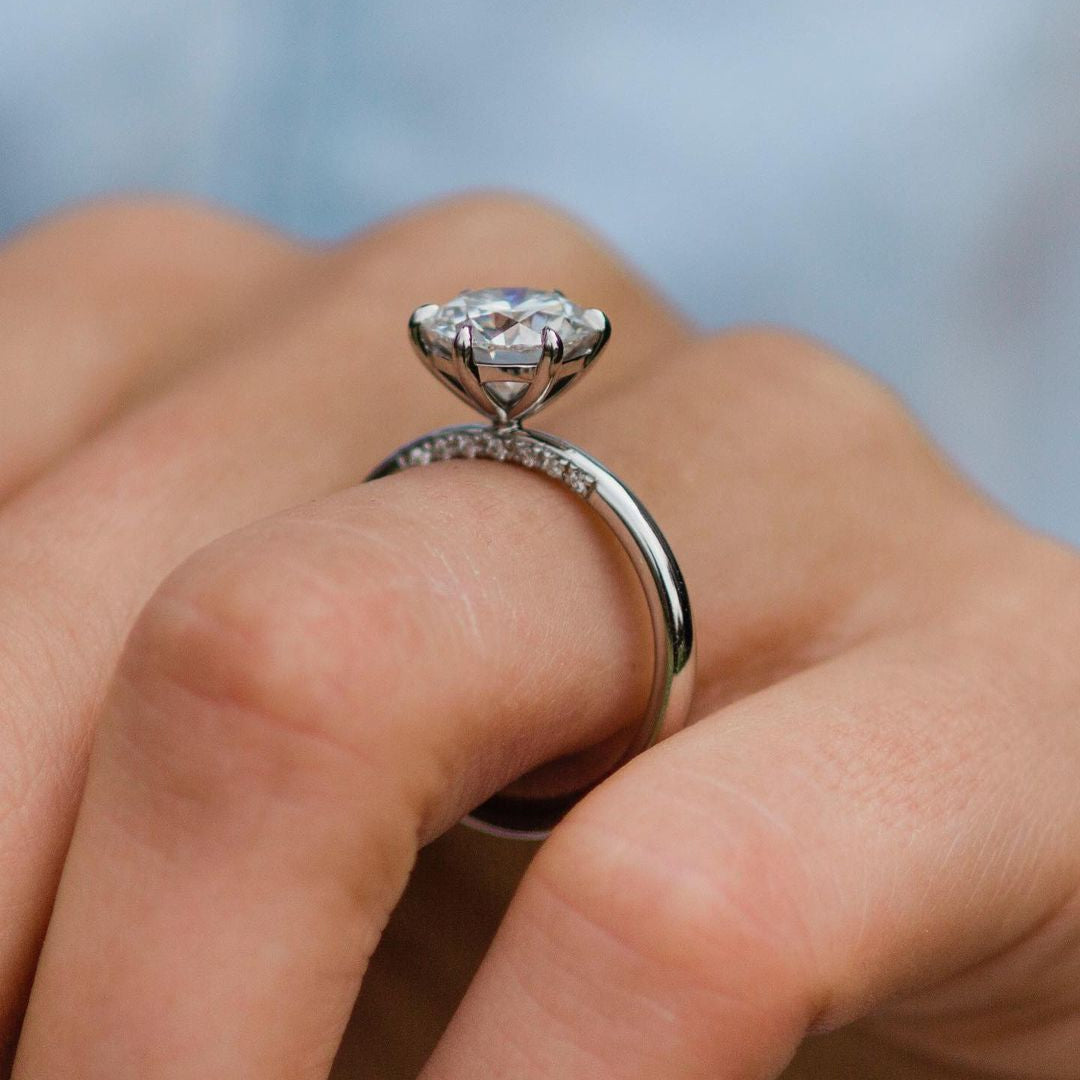 2.1 CT Round Dainty Pave Moissanite Engagement Ring