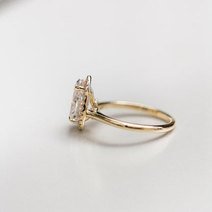 2.35 CT Pear Halo Moissanite Engagement Ring