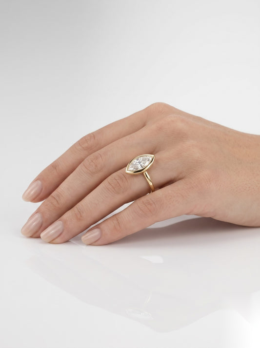 1.5 CT Marquise Solitaire Moissanite Engagement Ring