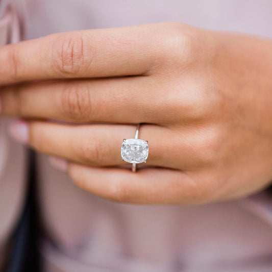 4.5 CT Cushion Solitaire Moissanite Engagement Ring