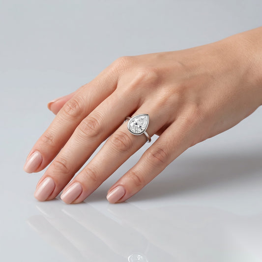 1 CT Pear Solitaire Moissanite Engagement Ring