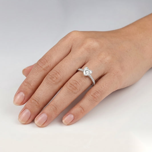 0.75 CT Heart Pave Moissanite Engagement Ring