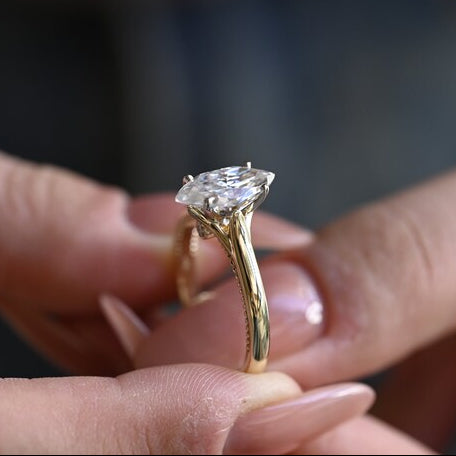2.0 CT Marquise Solitaire Moissanite Engagement Ring