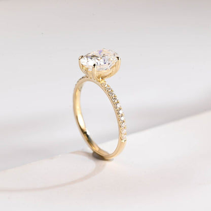 2.0 CT Oval Pave Moissanite Engagement Ring