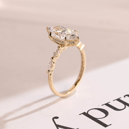 2.0 CT Marquise Pave Moissanite Engagement Ring