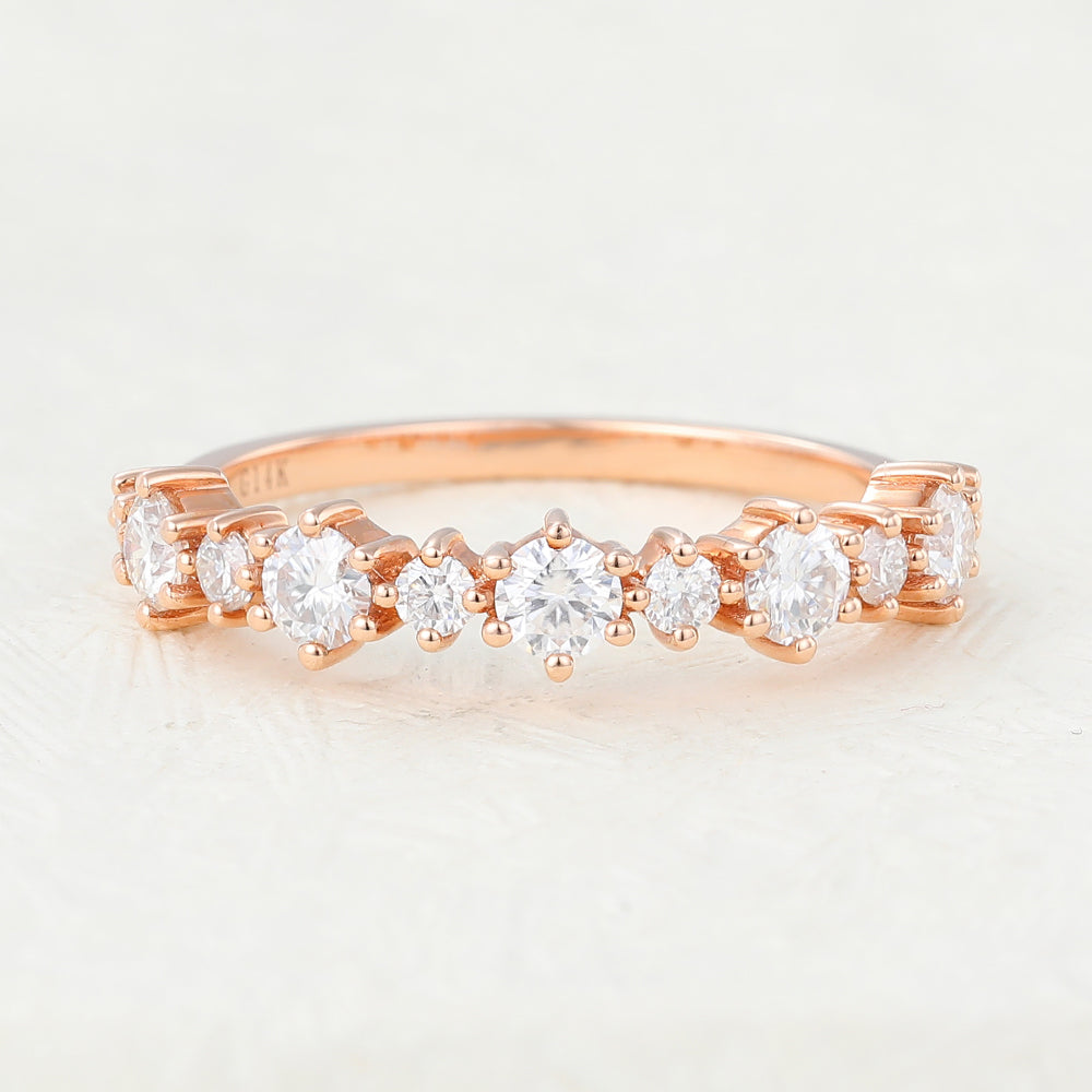 0.7 TCW Round Half Eternity Moissanite Wedding Band