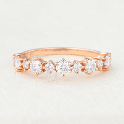 0.7 TCW Round Half Eternity Moissanite Wedding Band