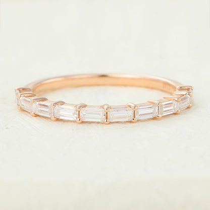 0.6 TCW Baguette Half Eternity Moissanite Wedding Band