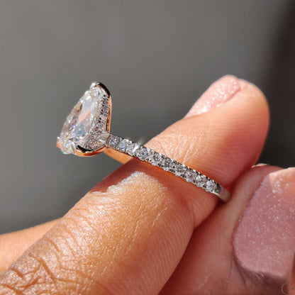 1 CT Pear Pave Moissanite Engagement Ring