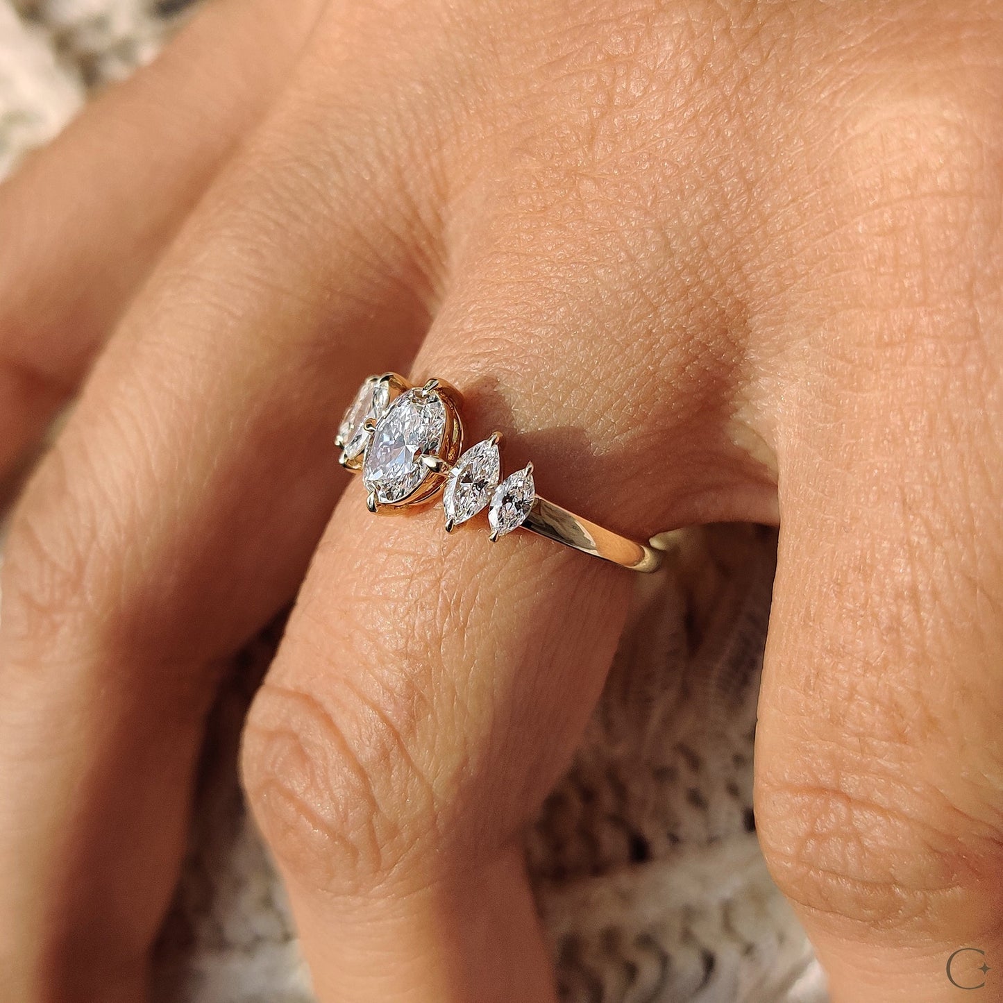 0.50 CT Oval Cluster Moissanite Engagement Ring