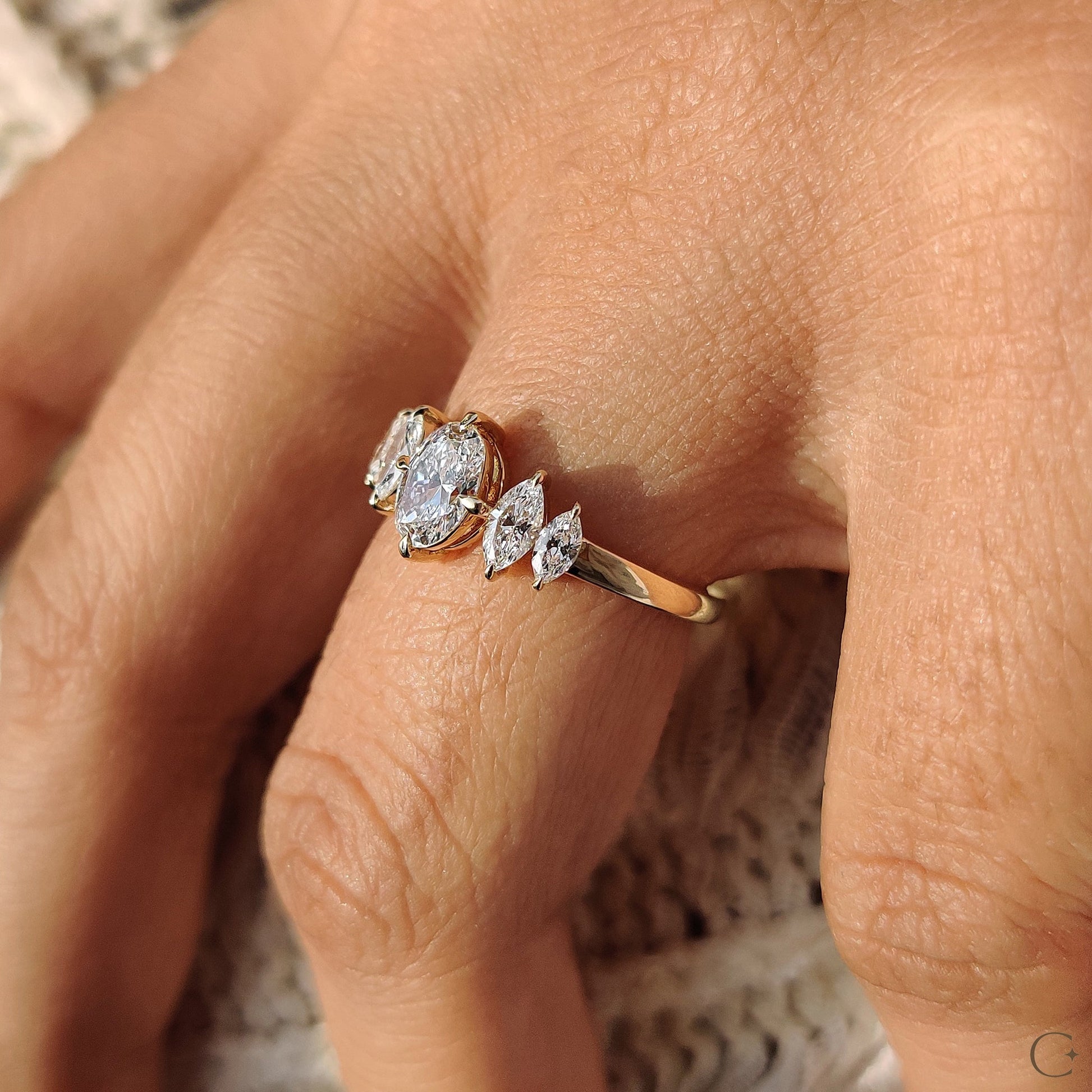 0.50 CT Oval Cluster Moissanite Engagement Ring