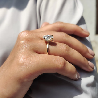 2.50 CT Oval Hidden Halo Moissanite Engagement Ring