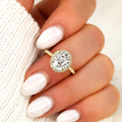 2 CT Oval Halo & Pave Moissanite Engagement Ring