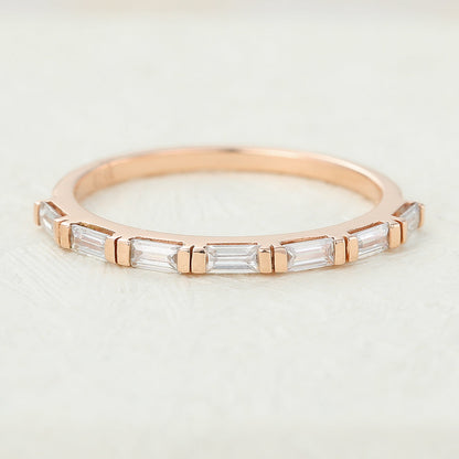 0.42 TCW Baguette Half Eternity Moissanite Wedding Band