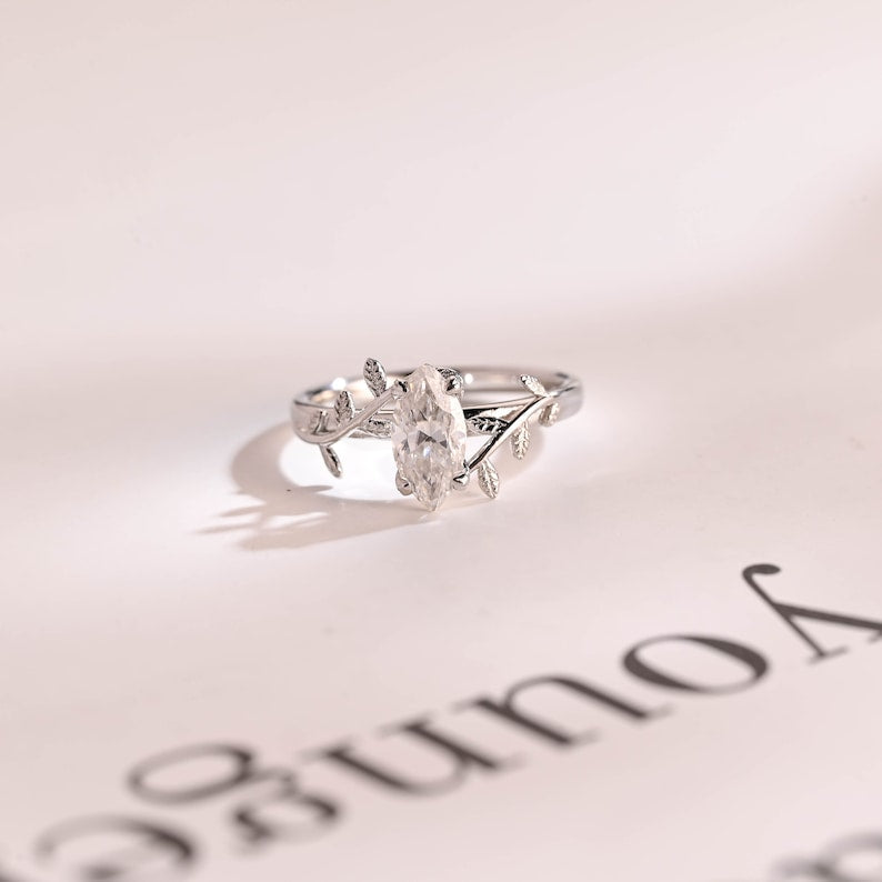 2.0 CT Marquise Solitaire Moissanite Engagement Ring