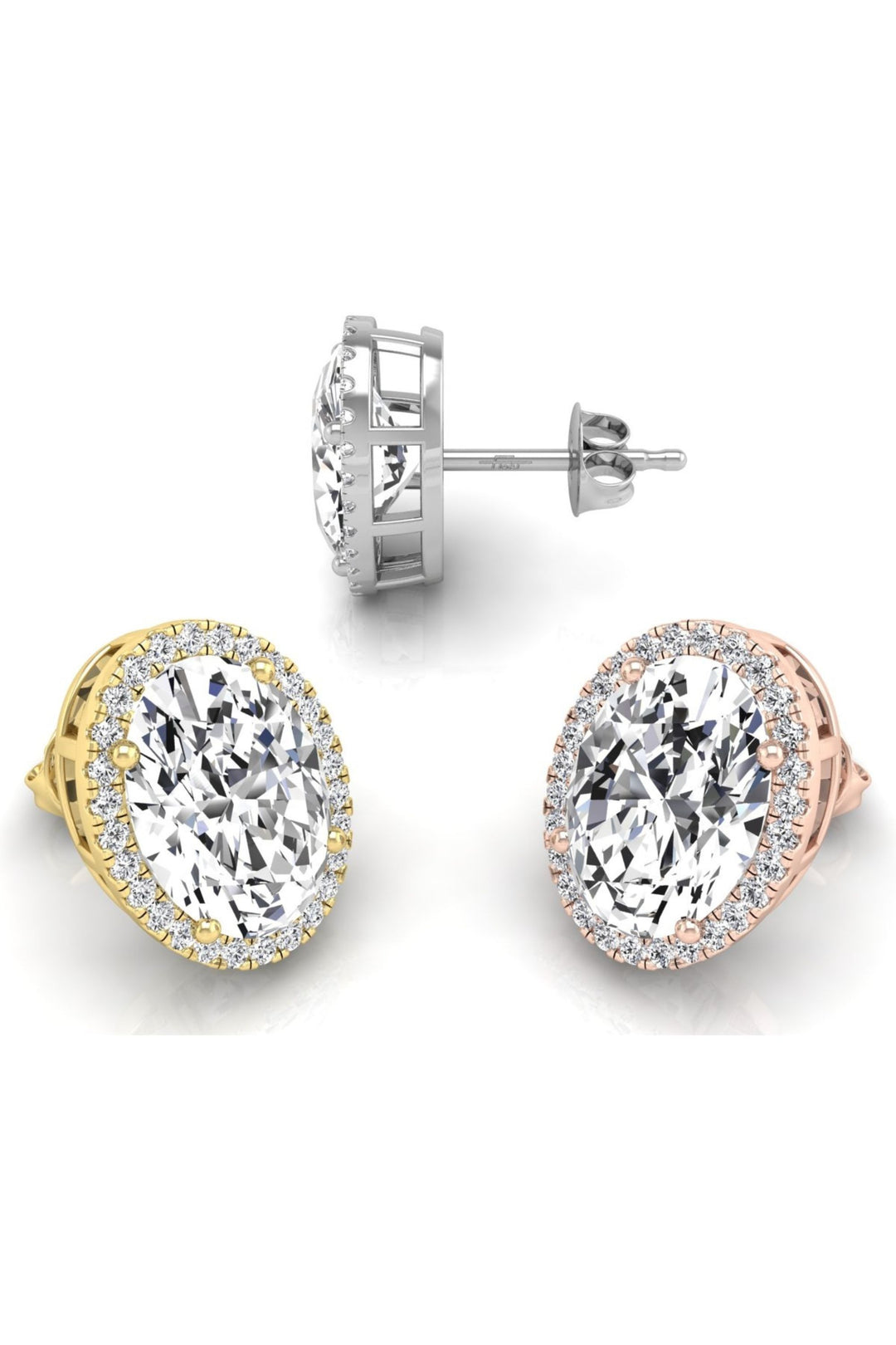 4.3 TCW Oval Cut Halo Stud Moissanite Earrings