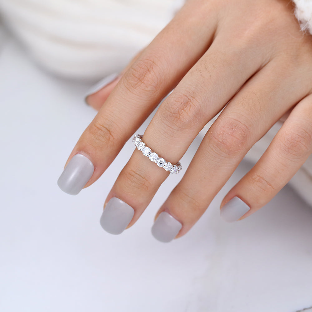 1.8 TCW Round Shaped Moissanite Full Eternity Wedding Band