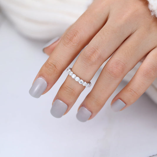1.8 TCW Round Shaped Moissanite Full Eternity Wedding Band