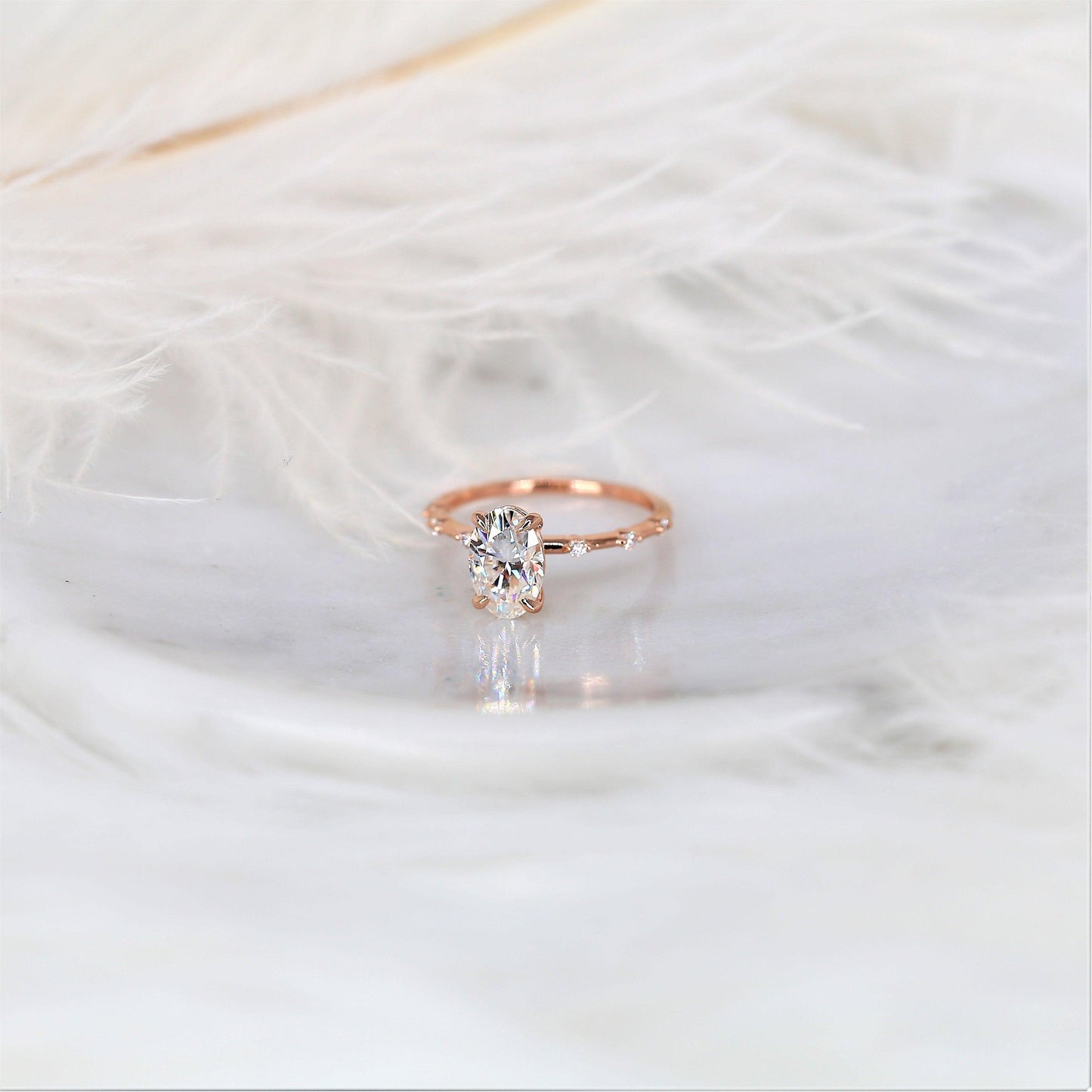 2 CT Oval Dainty Pave Moissanite Engagement Ring