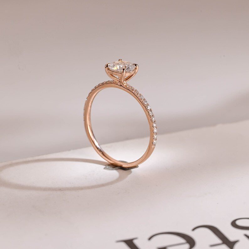 2.0 CT Cushion Pave Moissanite Engagement Ring