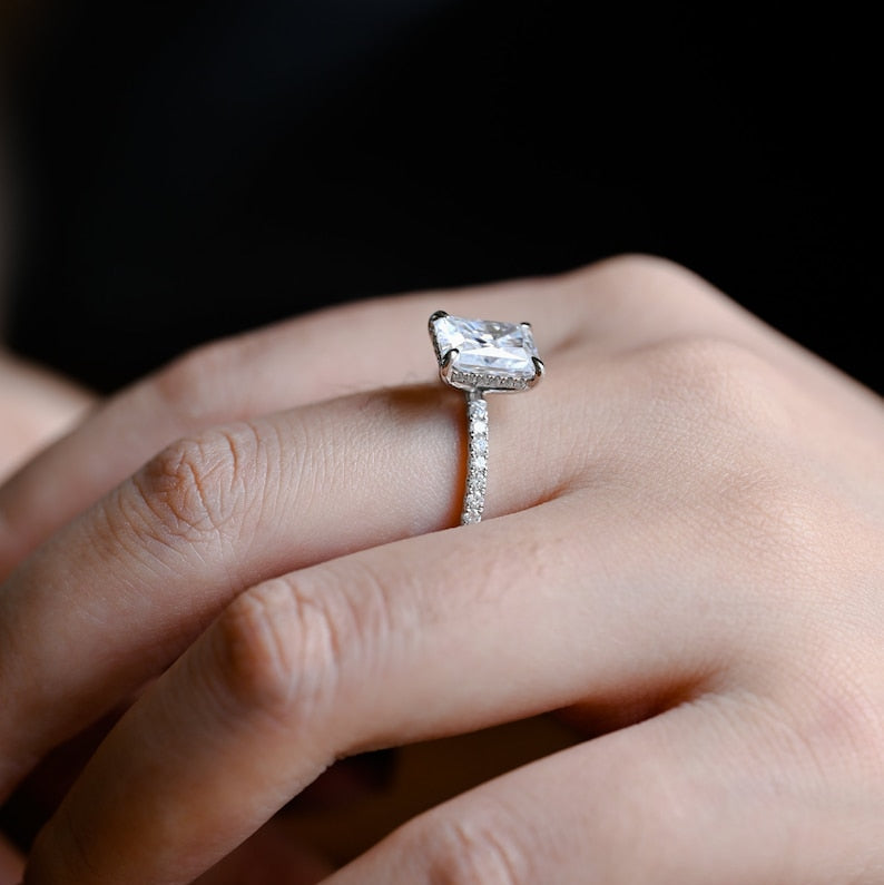 2.0 CT Emerald Pave Moissanite Engagement Ring
